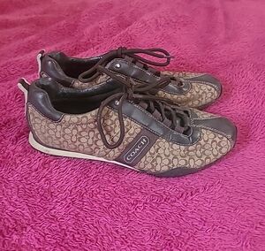 Coach Brown and Black Monogram Sneakers